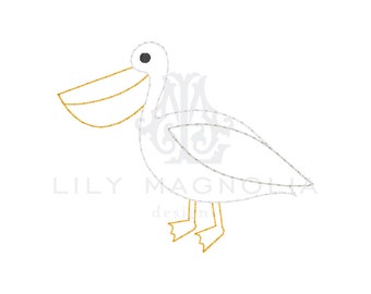 Pelican quick stitch embroidery design, Pelican vintage stitch embroidery design, Pelican bean stitch, instant download