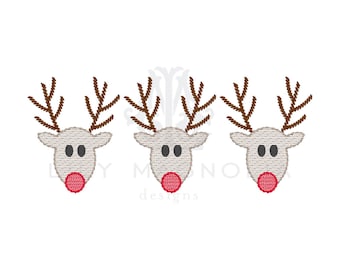 Reindeer trio sketch embroidery design, Reindeer sketch filled embroidery design, reindeer quick stitch, christmas reindeer embroidery