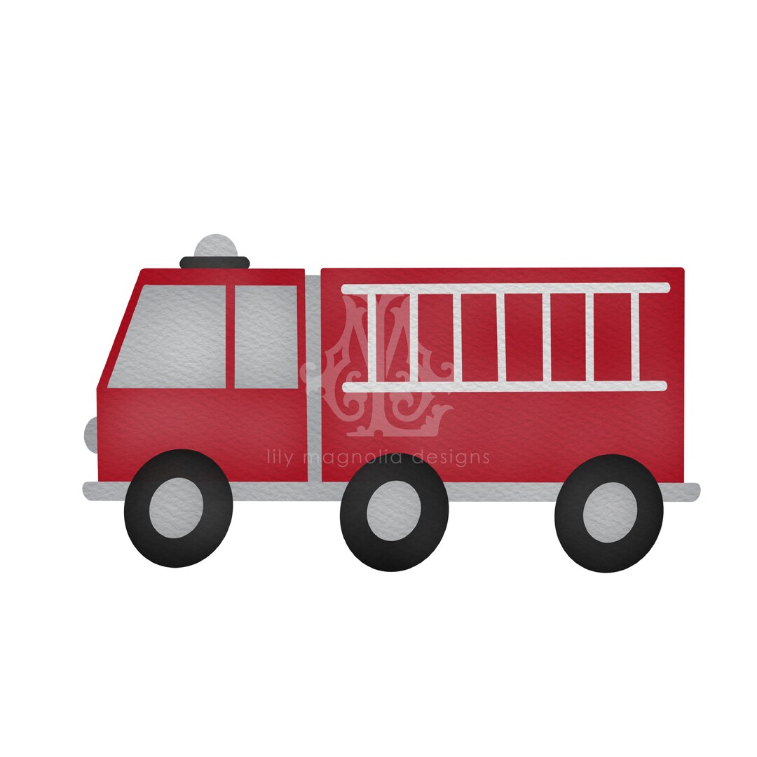 Firetruck Printable Firetruck Clip Art Instant Download Firetruck Htv ...