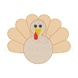 Turkey quick stitch embroidery design, turkey sketch filled embroidery, vintage stitch, turkey bean stitch, instant download