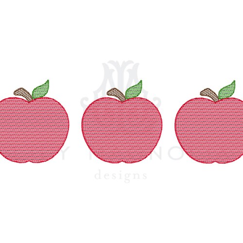 Apple Quick Stitch Embroidery Design Apple Sketch Filled Etsy