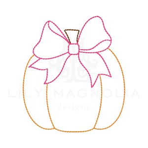Pumpkin with bow quick back stitch embroidery design, Pumpkin with bow embroidery design, vintage stitch, Pumpkin back stitch
