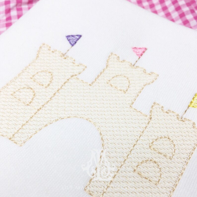 Beach Quick Stitch Embroidery Design Sandcastle Sketch Filled Etsy