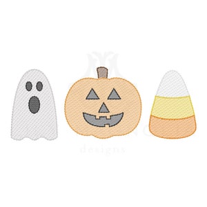Ghost, Jack-O-Lantern, Candy Corn trio quick stitch embroidery design, halloween light fill quick stitch, halloween quick stitch, 5x7