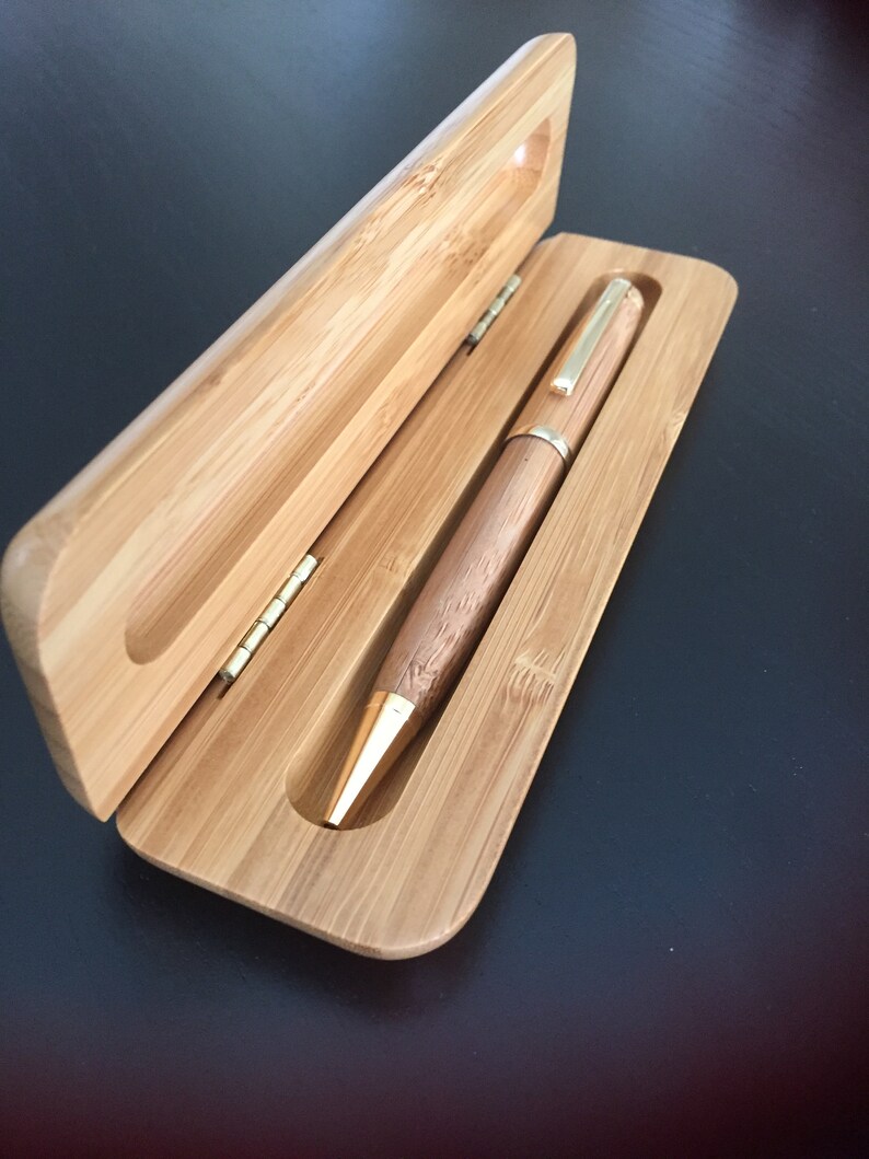 Personalized Wood Pen Case and Pen Wooden Pen Case Bamboo Etsy