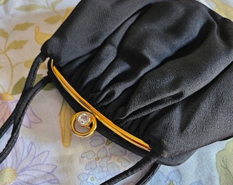 Vintage 1950s Black Clutch Purse