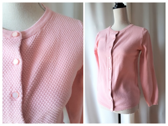 Vintage 1980s Tradition Pink Cotton Blend Cardigan