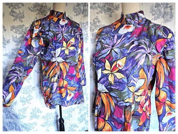 Size M Vintage 1970s Zipper Back Tunic Blouse - image 1