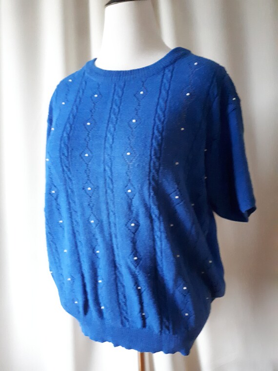 Vintage 1980s Tan Jay Beaded Sweater Plus Size 1X