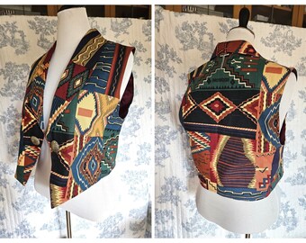 Size L Vintage 1990s Wraps Southwestern Design Vest