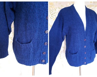 Clearance - Size L Vintage 1980s Imperial Classics Navy Blue Cardigan