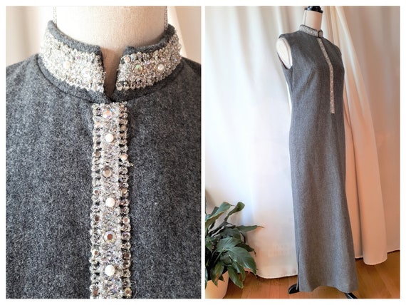 Vintage 1960s Nelly de Grab I. Magnin Wool maxi Dr