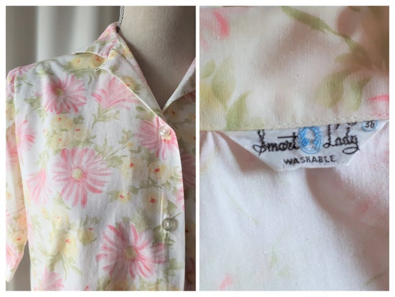 Vintage 1960s Smart Lady Pastel Cotton Blouse Size