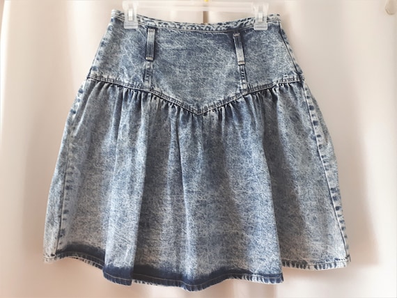 Vintage 1980s Acid Wash Denim Skirt Size Medium