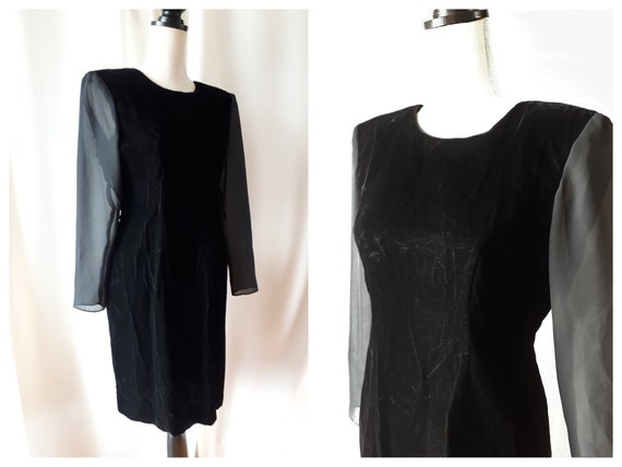 Vintage 1980s Low Back Back Velvet Dress Size 10