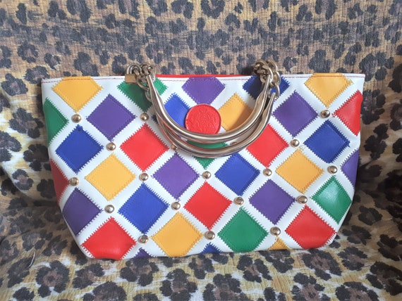Vintage 1990s Colorful Top Handle Handbag