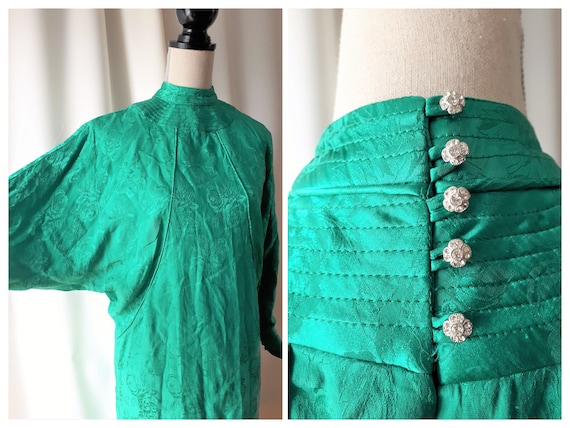 Vintage 1980s High Neck Dolman Sleeve Dress Size M