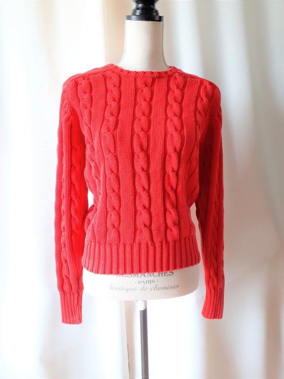 Vintage 1980s Ralph Lauren Red Cotton Sweater Size