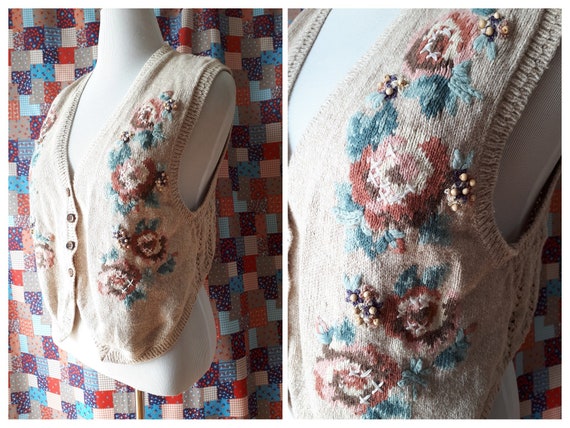 Vintage 1980s Jantzen Embroidered Sweater Vest Siz