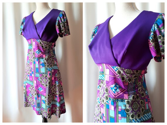 Vintage 1960s Purple Dress Size Medium