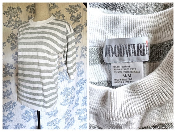 Size M Vintage 1980s Woodward's Silver And White … - image 1