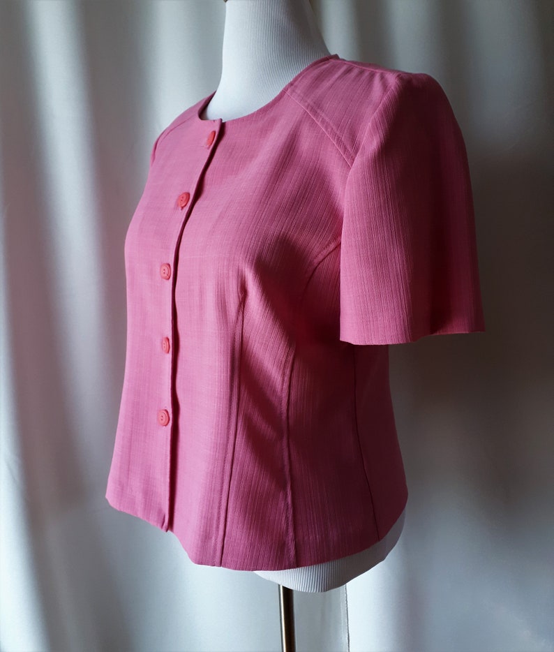 Vintage 1980s Leslie Belle Pink Blouse Size XL