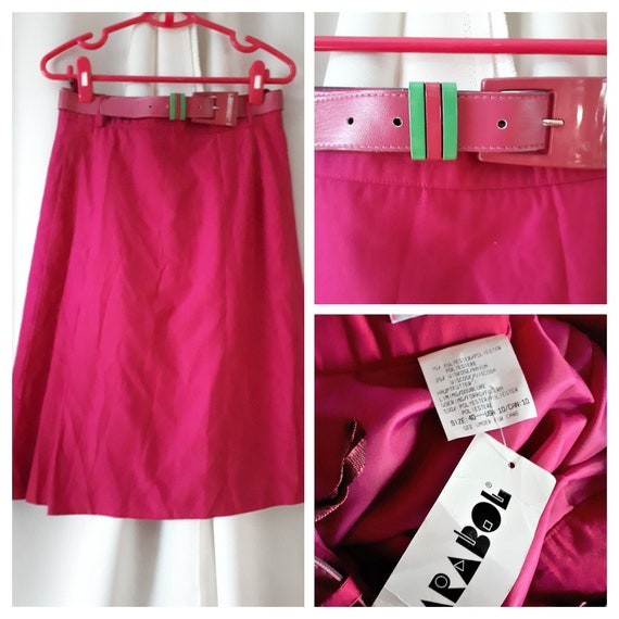 Vintage 1980s Parabol Pink Skirt With Belt NWT Size 10 to 12 