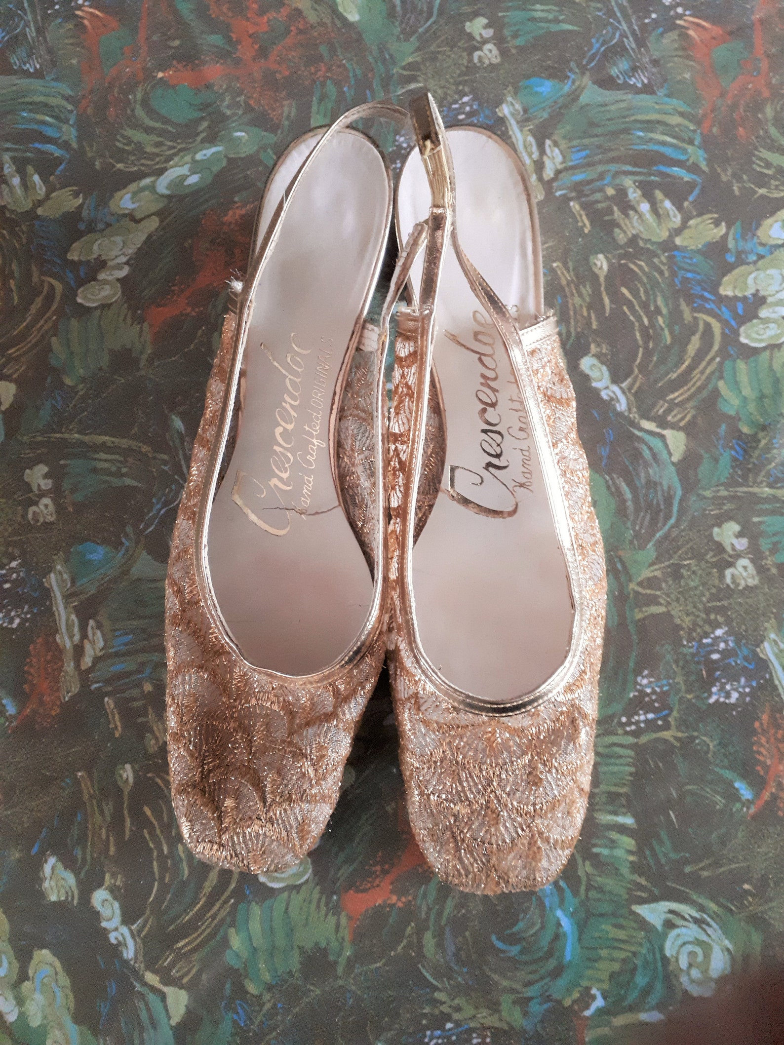 gold slingback flats