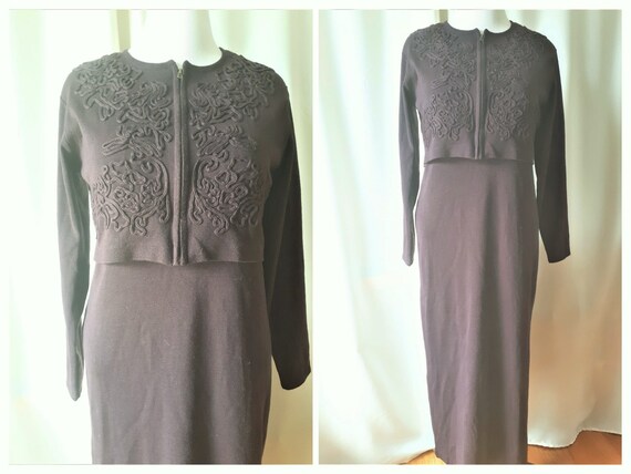 Vintage 1990s Carole Little Wool Blend Maxi Dress