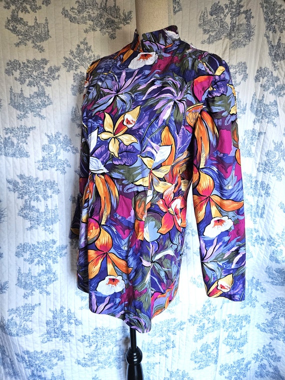 Size M Vintage 1970s Zipper Back Tunic Blouse - image 5