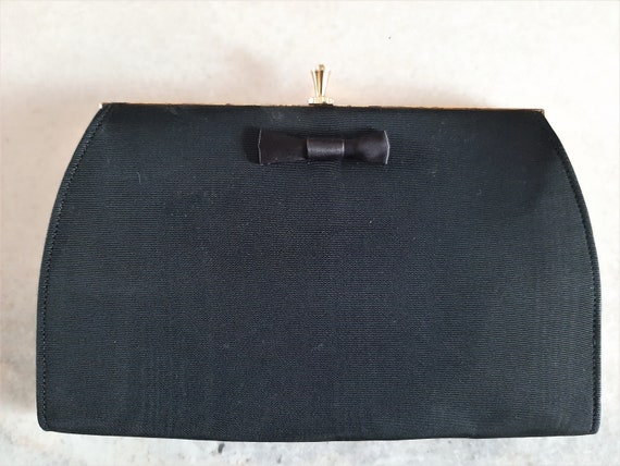 Vintage 1960s Black Moire Bag Made in England