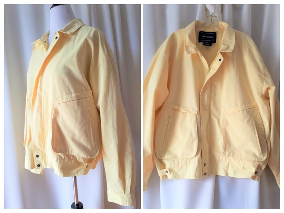 Vintage 1980s Yellow Cotton Blend Coat Plus Size X