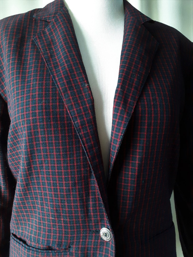 Vintage 1980s Pelican Cove Plaid Blazer Size XL