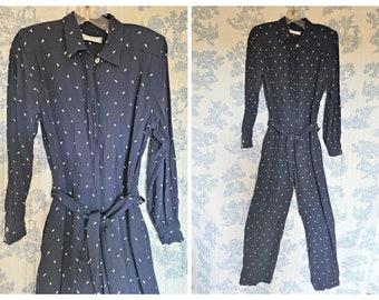 Size 12 Vintage 1990s Liz Claiborne Navy Blue Jumpsuit