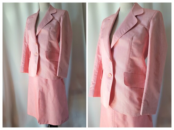 Vintage 1970s Sears Red Pin Stripe Blazer And Skir