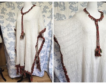 One Size Vintage 1970s Knit Poncho