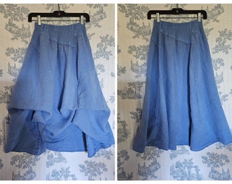 Size S to M Vintage 1990s Linen Skirt With Inside Ties