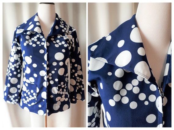 Vintage 1970s Zip Front Blouse or Light Jacket Siz
