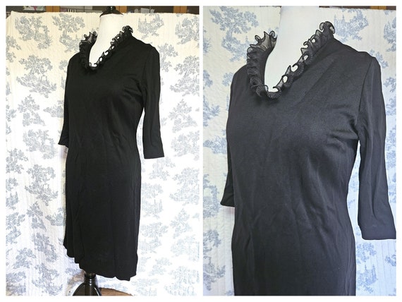 Size L Vintage 1960s Sandra D Ruffle Collar Dress - image 1
