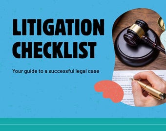 Litigation Checklist (Pre-litigation, Discovery, Trial and Judgment)
