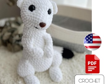Wezel amigurumi haakpatroon - Hermelijn PDF patroon - Gehaakt nertspatroon - Gehaakte dieren