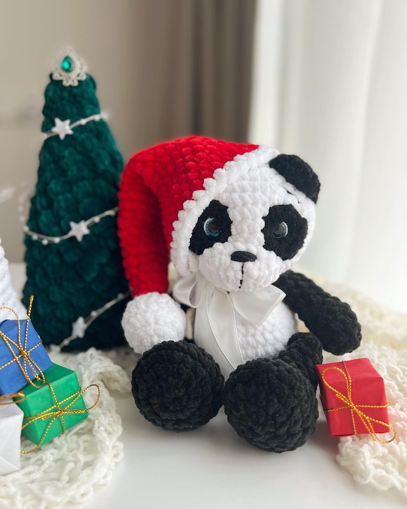 Crochet baby panda christmas toy pattern Amigurumi panda bear Crochet animals image 9