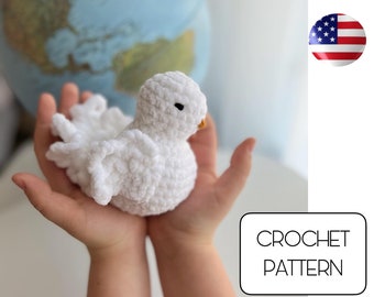 Dove of peace crochet pattern, crochet amigurumi pigeon pdf pattern