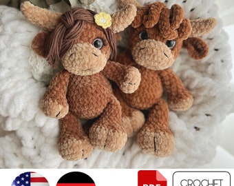 Highland cow Amigurumi Crochet Pattern - Crochet Cow PDF pattern - crochet animals