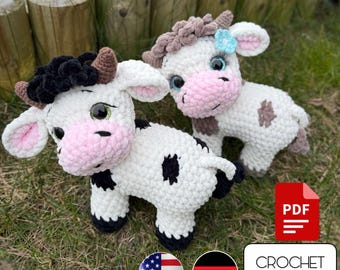 Cow Amigurumi Crochet Pattern: Low-Sew Farm Animal (PDF Pattern)