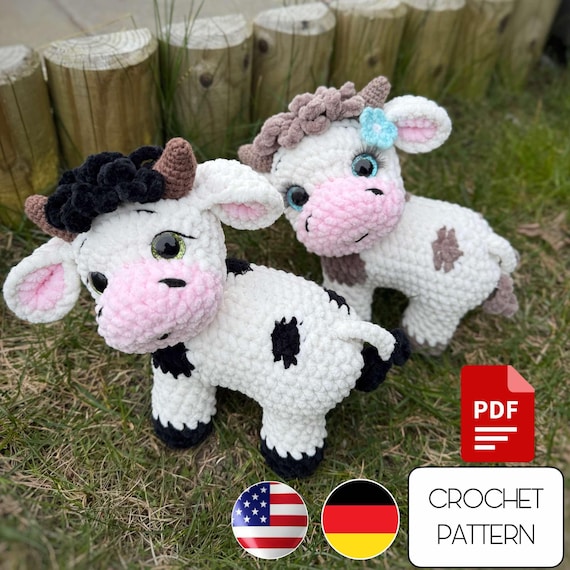 Cow Amigurumi Crochet Pattern: Low-sew Farm Animal (PDF Pattern Cow Amigurumi Crochet Pattern: Low-sew Farm Animal (PDF Pattern