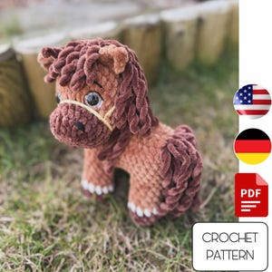 Pferd Amigurumi Häkelanleitung - Häkelpony PDF - Gehäkelte Bauernhof Tiere