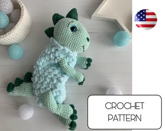 Crochet dinosaur toy pattern - Pajamas holder crochet pattern - Crochet animals