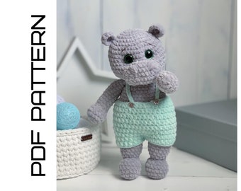 Crochet Hippo Boy toy PATTERN