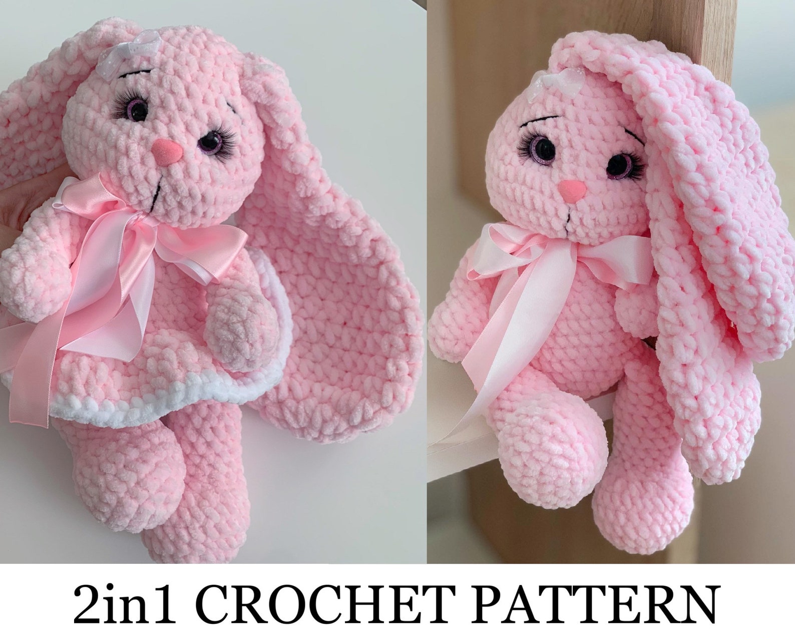 2in1 Crochet Bunny Toy Pattern Crochet Rabbit Amigurumi Pattern Crochet ...